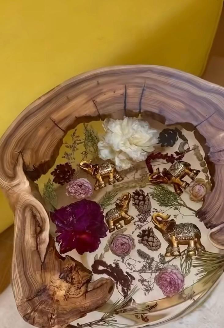 Wood Resin Art Antique Tray