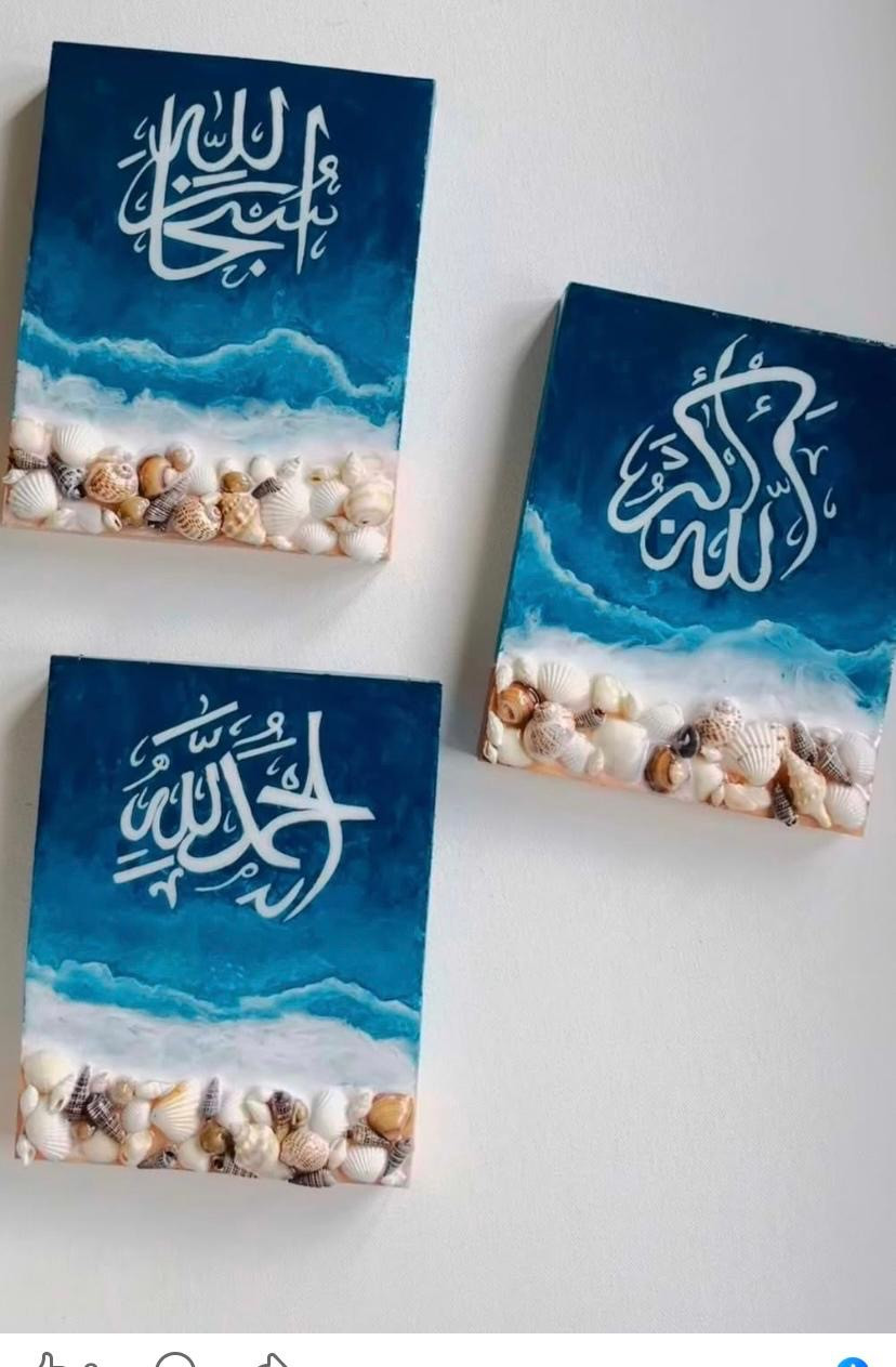 real sea shells and white acrylic paint. poster canvas