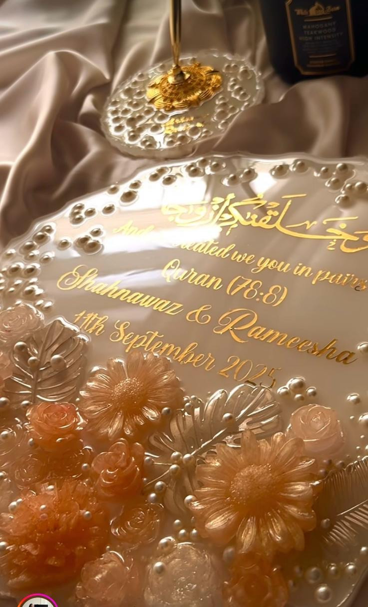 personalized resin Nikkah or engagement plaque