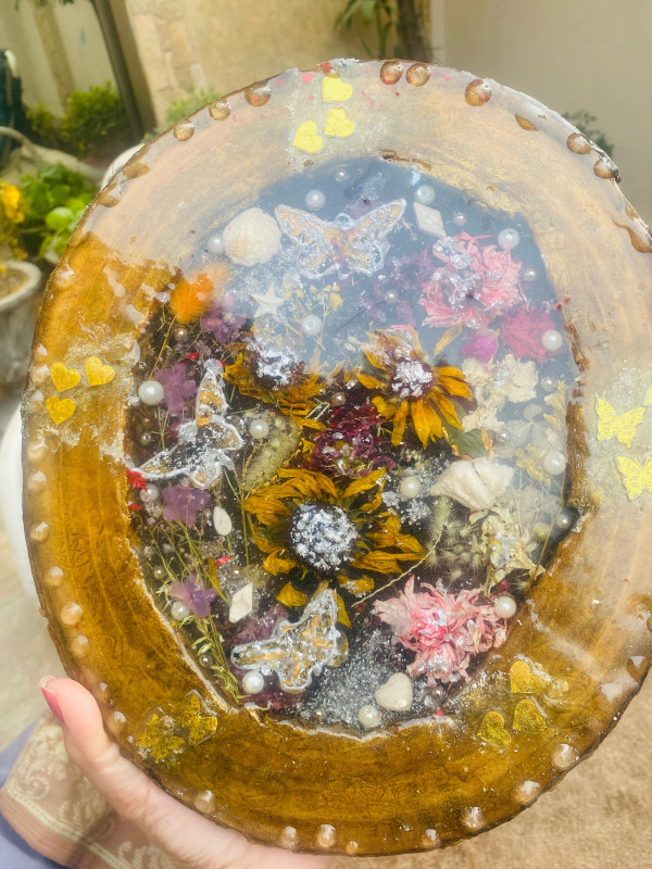 Wood Resin Art Antique Serving Tray