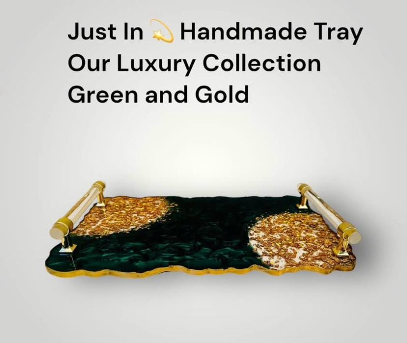Handmade Tray Our Luxury Collection Green and Gold